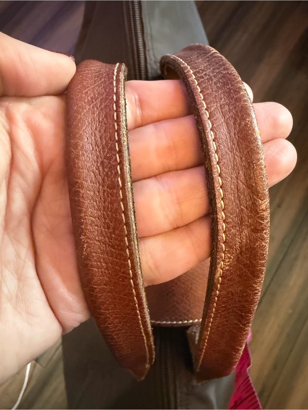 Longchamp Large Brown Nylon Tote with Tan Leather Trim - Picture 12 of 12
